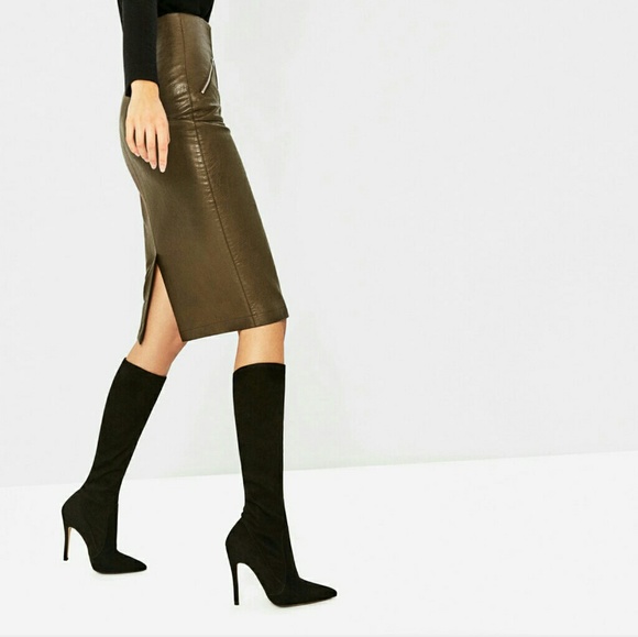 ZARA 100% LEATHER  HIGH HEEL KNEE BOOT BRAND NEW WITH TAGS - Picture 1 of 8